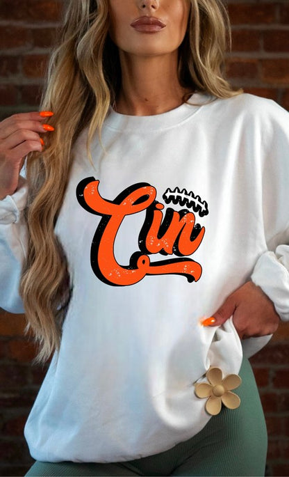 Black/Orange Cin Game Day Crew Sweatshirt