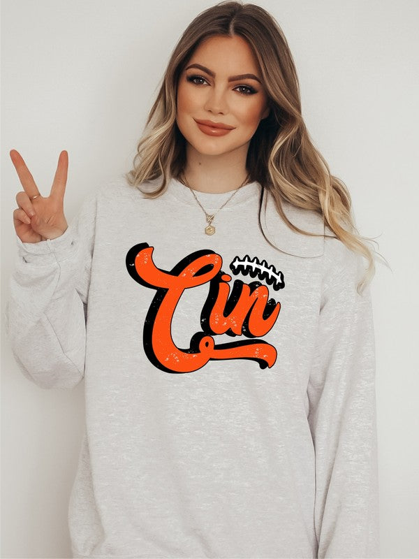 Black/Orange Cin Game Day Crew Sweatshirt