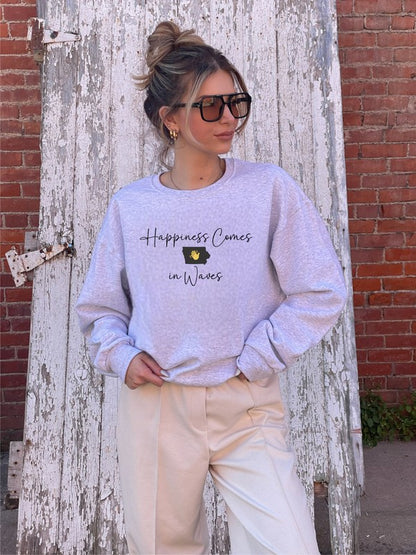 Happiness Comes in Waves Cozy Sweatshirt