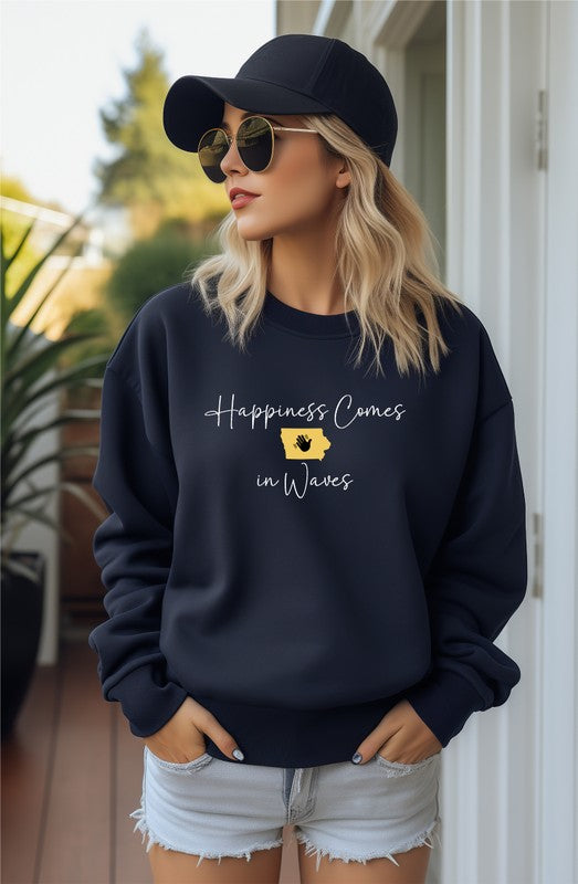 Happiness Comes in Waves Cozy Sweatshirt