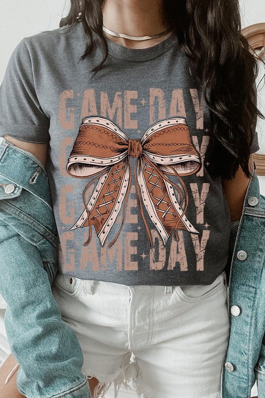 Game Day Football Bow Graphic Tee