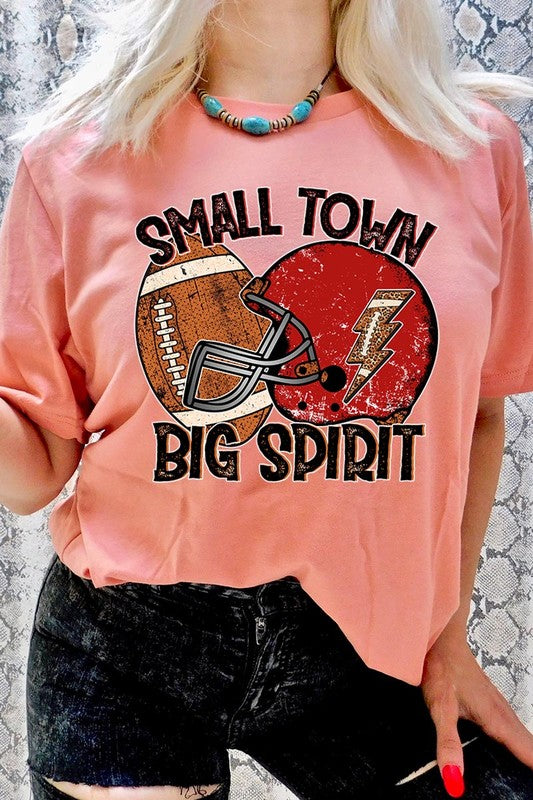 Small Town Big Spirit Football Graphic Tee