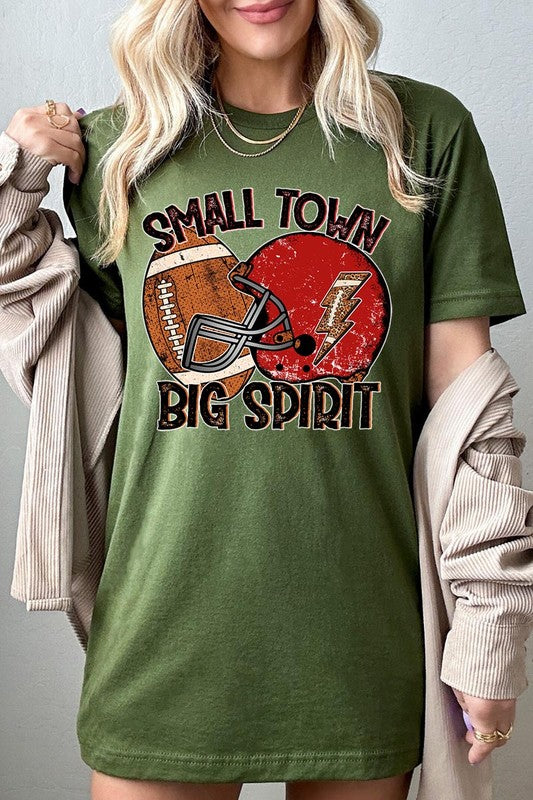 Small Town Big Spirit Football Graphic Tee