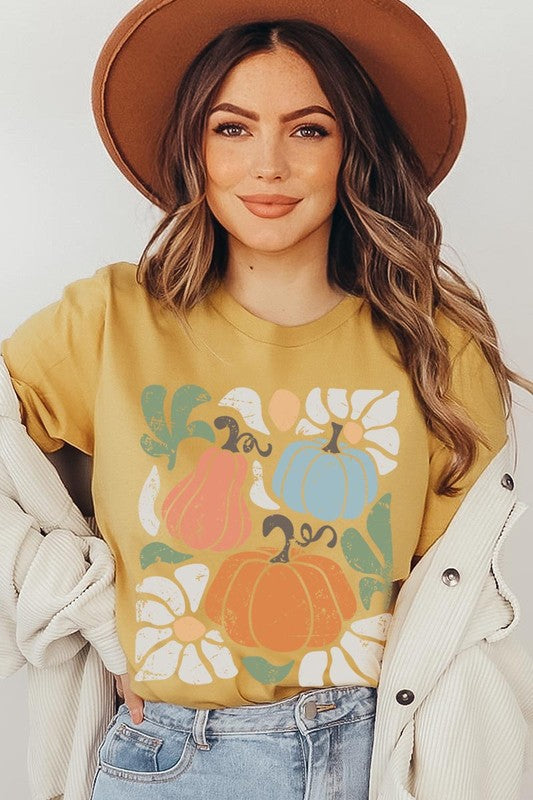 Abstract Fall Pumpkin Graphic Tee