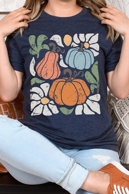 Abstract Fall Pumpkin Graphic Tee