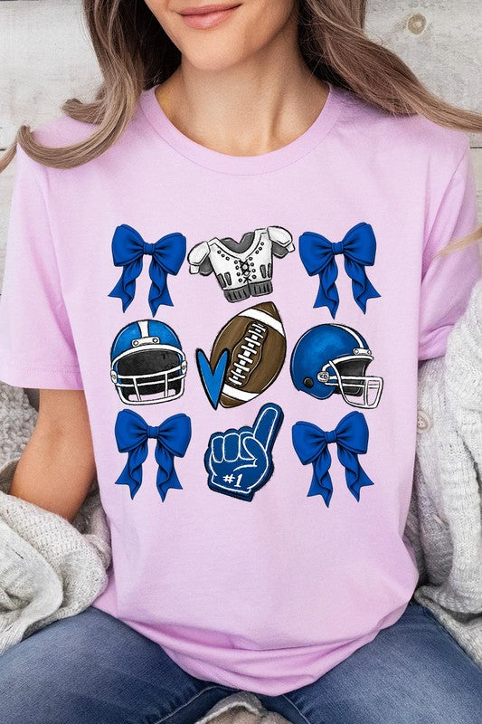 Blue Coquette Football Graphic Tee