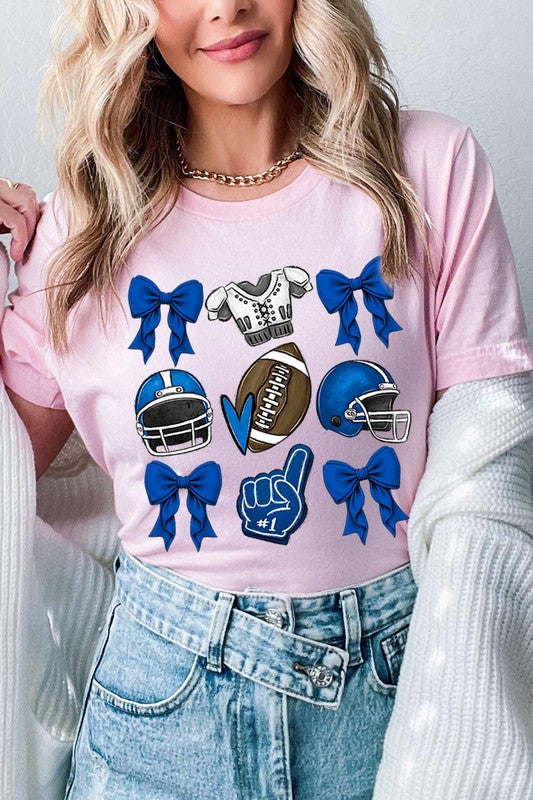 Blue Coquette Football Graphic Tee