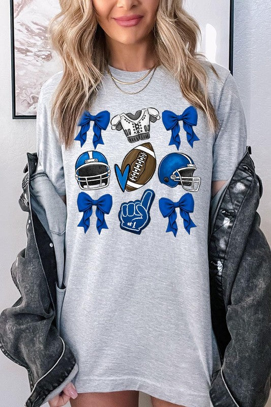 Blue Coquette Football Graphic Tee