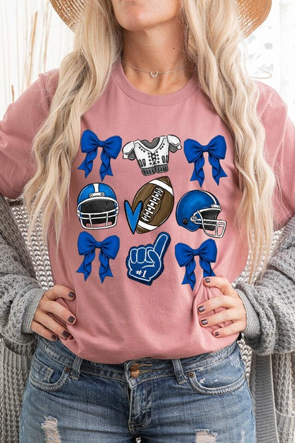 Blue Coquette Football Graphic Tee