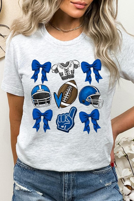 Blue Coquette Football Graphic Tee