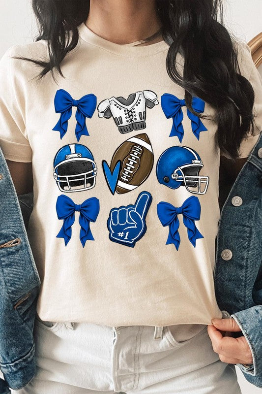 Blue Coquette Football Graphic Tee