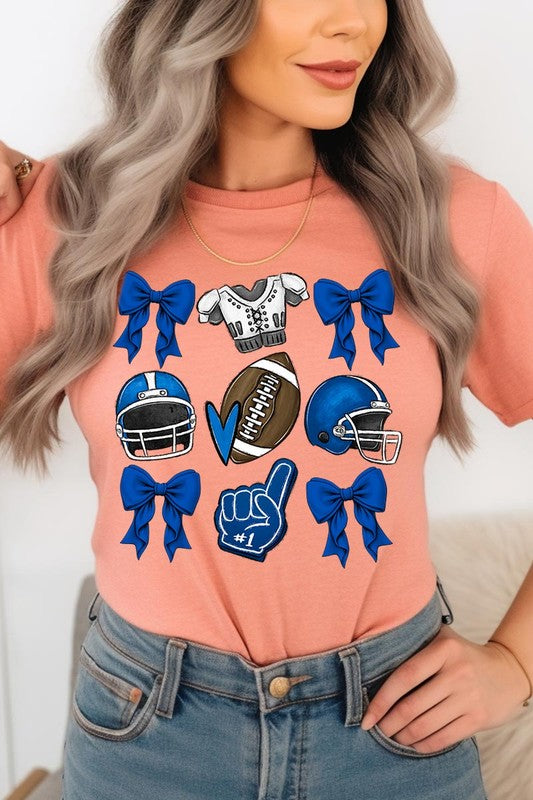 Blue Coquette Football Graphic Tee