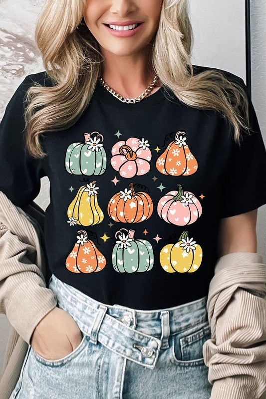 Pumpkins & Daisies Retro Fall Graphic Tee