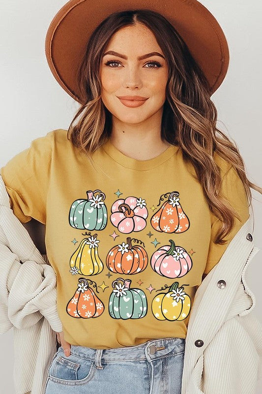 Pumpkins & Daisies Retro Fall Graphic Tee