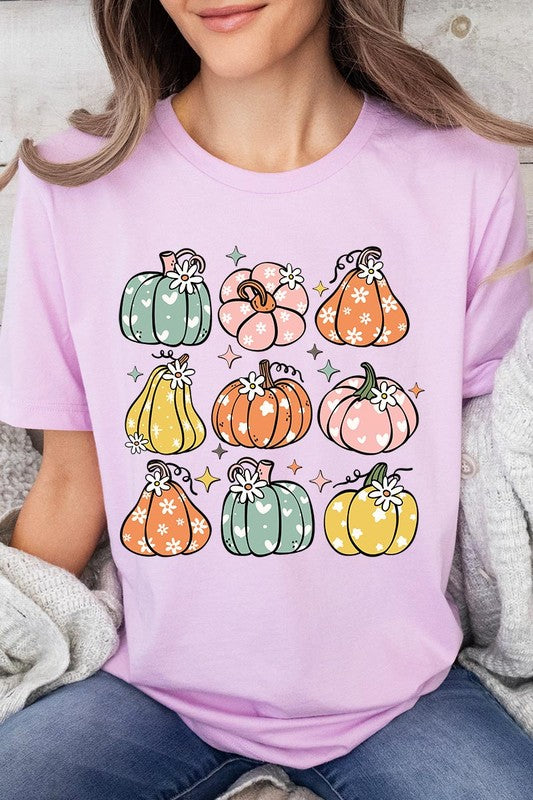 Pumpkins & Daisies Retro Fall Graphic Tee