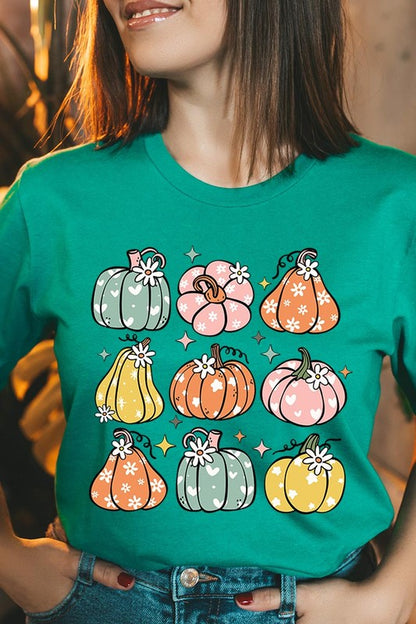 Pumpkins & Daisies Retro Fall Graphic Tee