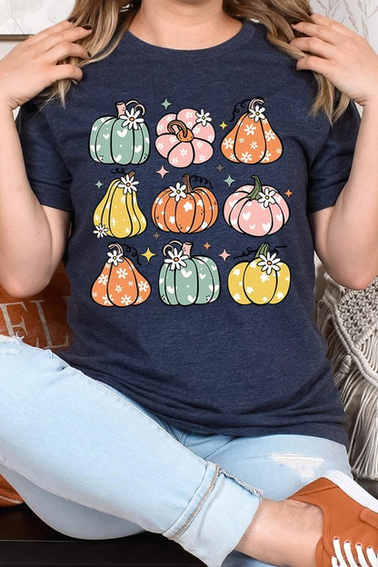 Pumpkins & Daisies Retro Fall Graphic Tee