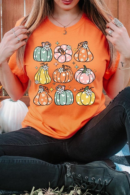 Pumpkins & Daisies Retro Fall Graphic Tee