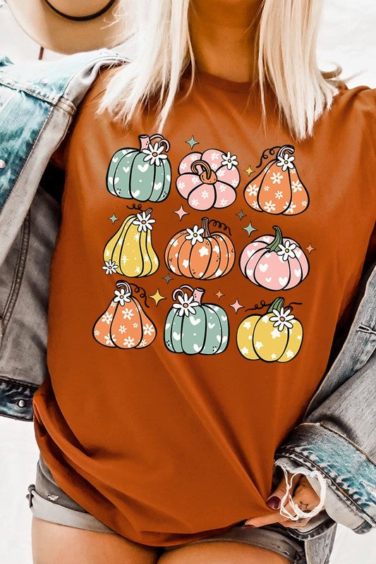 Pumpkins & Daisies Retro Fall Graphic Tee