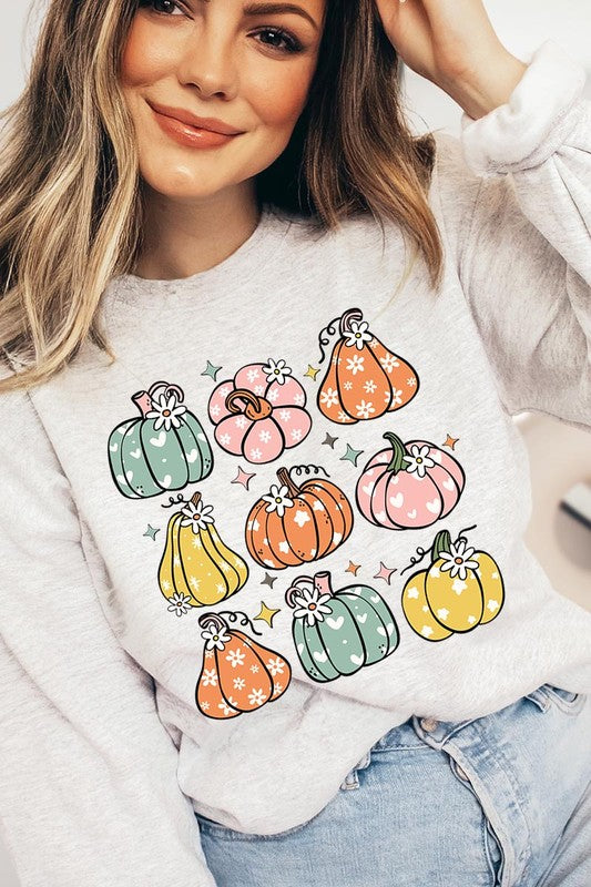 Pumpkins & Daisies Graphic Fleece Sweatshirts