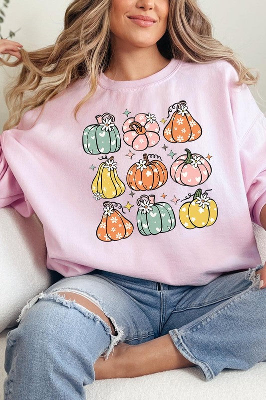 Pumpkins & Daisies Graphic Fleece Sweatshirts