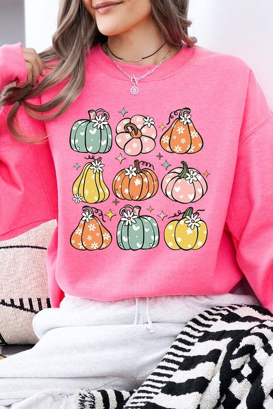 Pumpkins & Daisies Graphic Fleece Sweatshirts