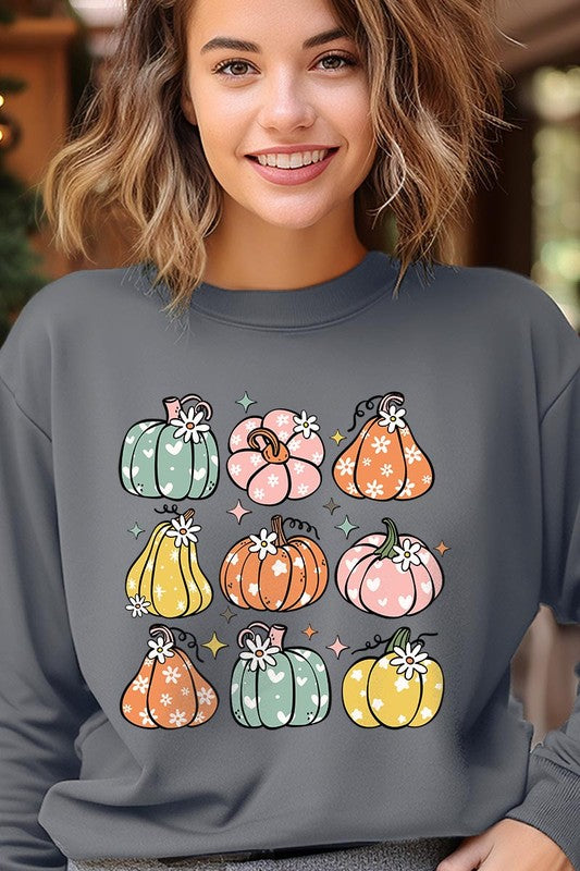 Pumpkins & Daisies Graphic Fleece Sweatshirts