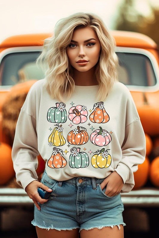 Pumpkins & Daisies Graphic Fleece Sweatshirts