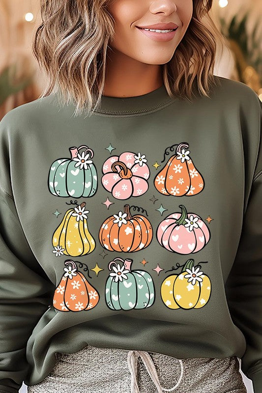 Pumpkins & Daisies Graphic Fleece Sweatshirts