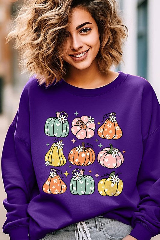 Pumpkins & Daisies Graphic Fleece Sweatshirts