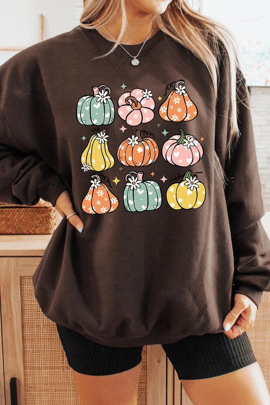 Pumpkins & Daisies Graphic Fleece Sweatshirts