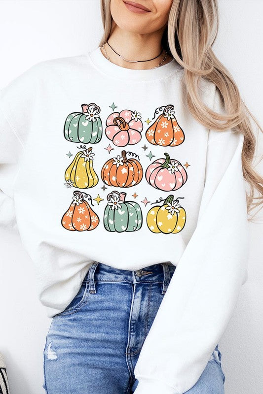 Pumpkins & Daisies Graphic Fleece Sweatshirts