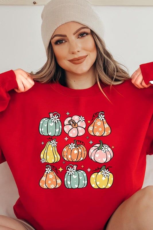 Pumpkins & Daisies Graphic Fleece Sweatshirts