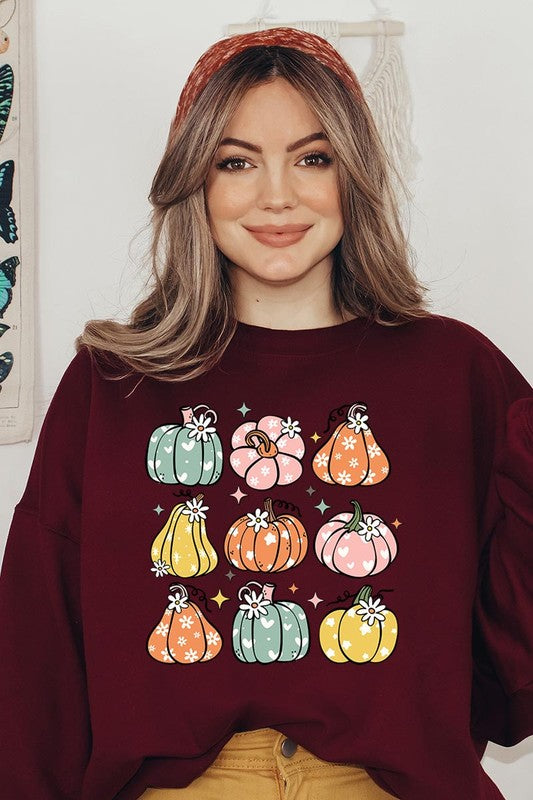 Pumpkins & Daisies Graphic Fleece Sweatshirts