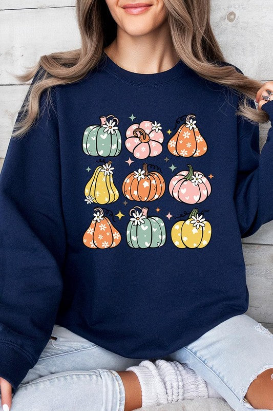 Pumpkins & Daisies Graphic Fleece Sweatshirts