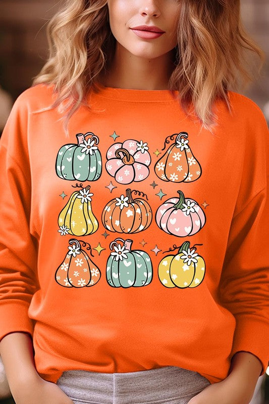 Pumpkins & Daisies Graphic Fleece Sweatshirts