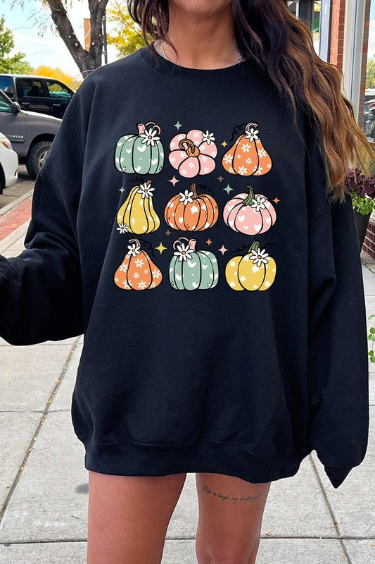 Pumpkins & Daisies Graphic Fleece Sweatshirts