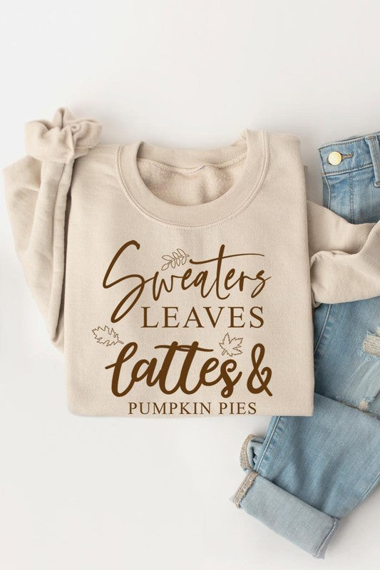 Sweaters,Leaves Graphic Fleece Sweatshirts