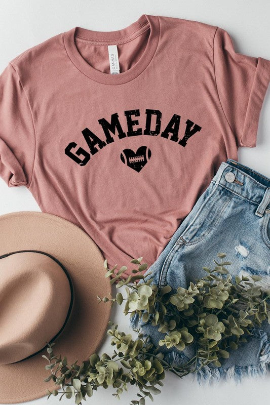 Game Day Football Heart Graphic Tee