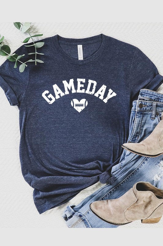 Game Day Football Heart Graphic Tee