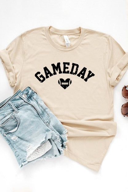 Game Day Football Heart Graphic Tee