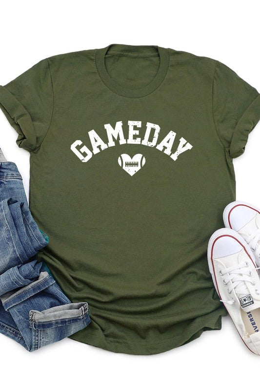 Game Day Football Heart Graphic Tee