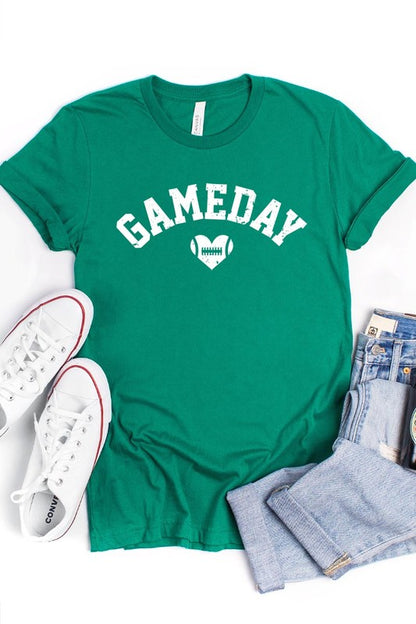 Game Day Football Heart Graphic Tee