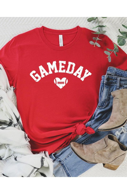 Game Day Football Heart Graphic Tee