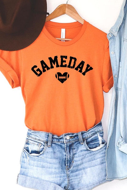 Game Day Football Heart Graphic Tee