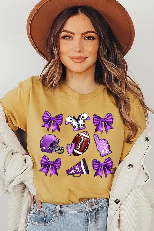 Purple Coquette Football Graphic Tee