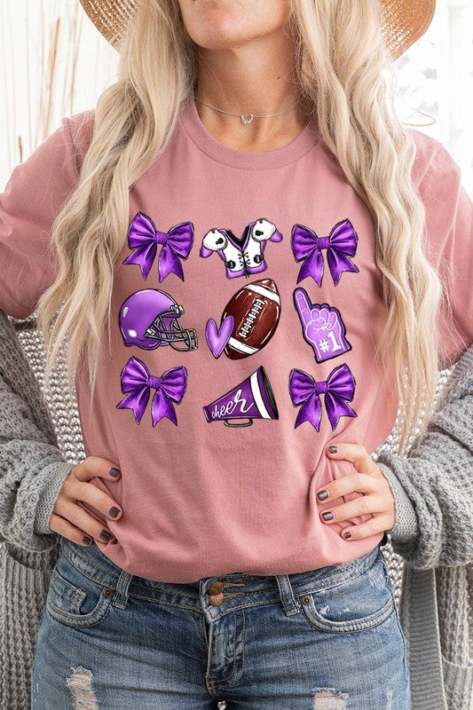 Purple Coquette Football Graphic Tee