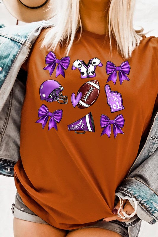 Purple Coquette Football Graphic Tee