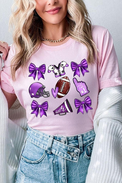 Purple Coquette Football Graphic Tee