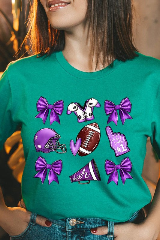 Purple Coquette Football Graphic Tee